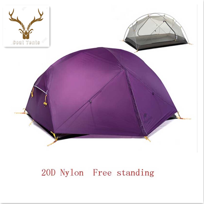 Goat 20D Nylon Fabic Double Layer Waterproof Outdoor Hiking Camping Tents 2 persons Ultralight Beach tent